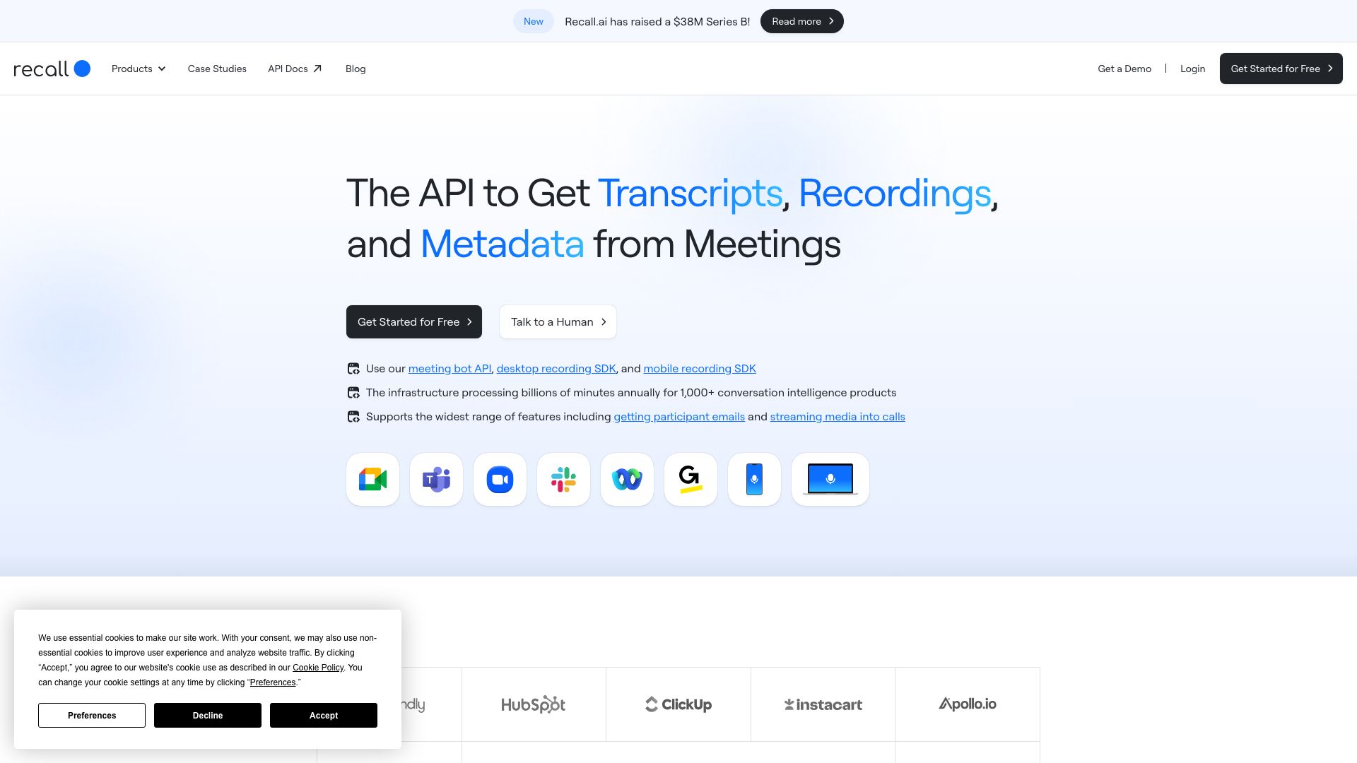 Screenshot of Recall.ai - Your AI-Powered Meeting Companion