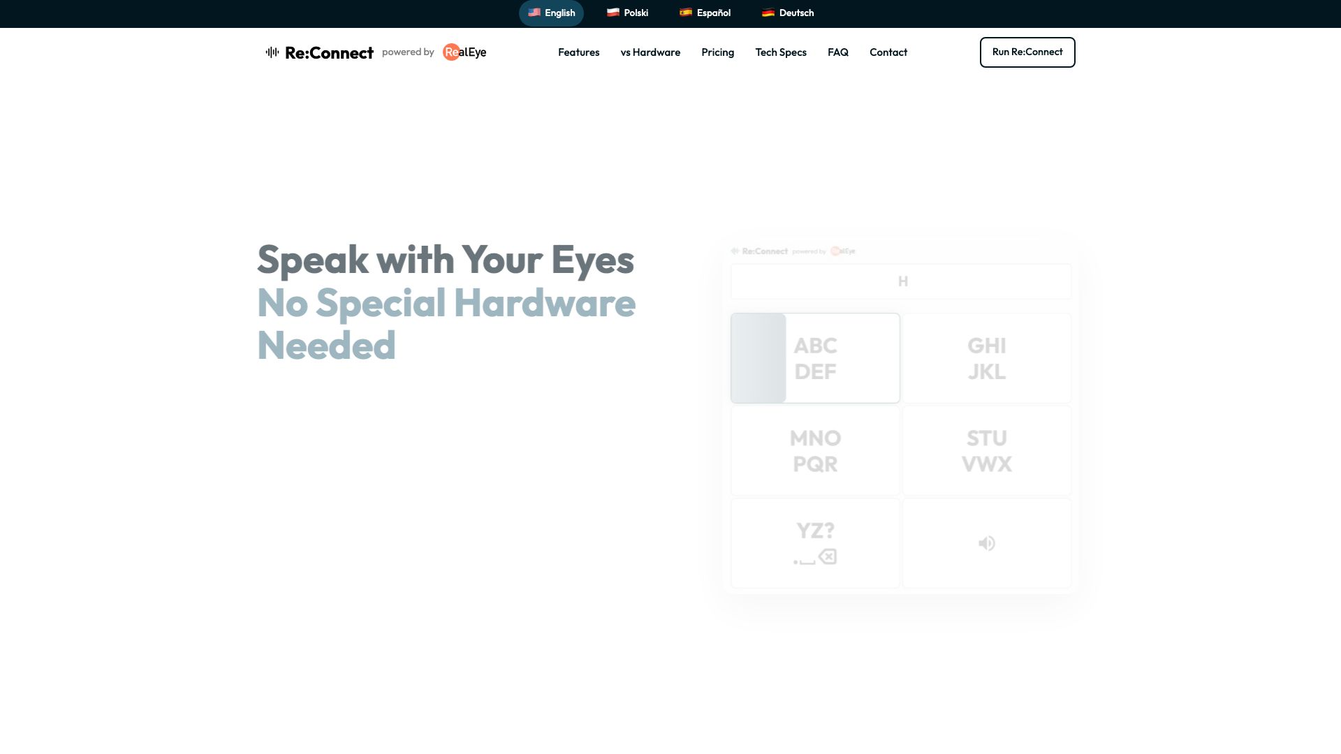 Screenshot of RealEye Reconnect