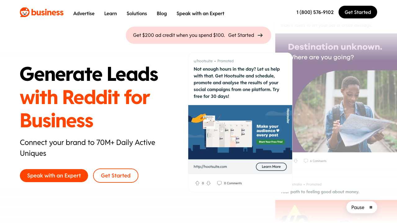 Screenshot of Reddit Advertising: Reach Millions of Engaged Users