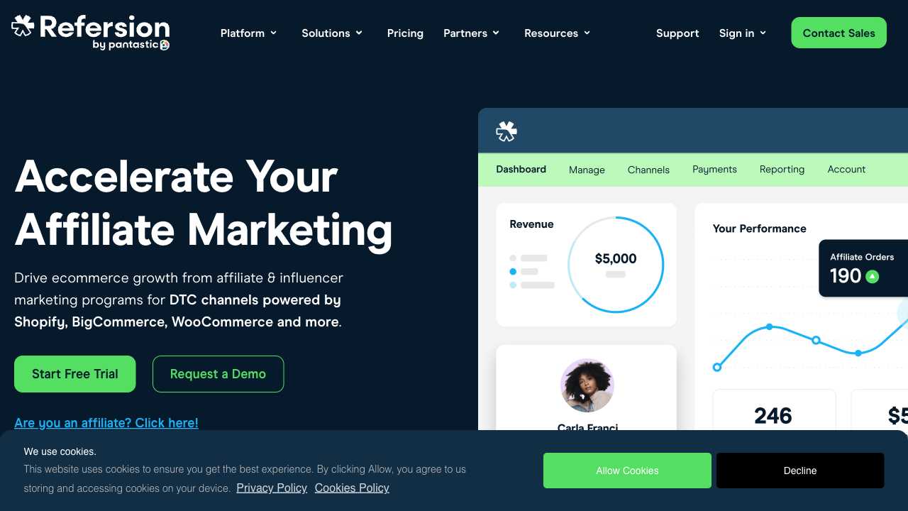 Screenshot of Refersion: The Complete Affiliate Marketing Platform