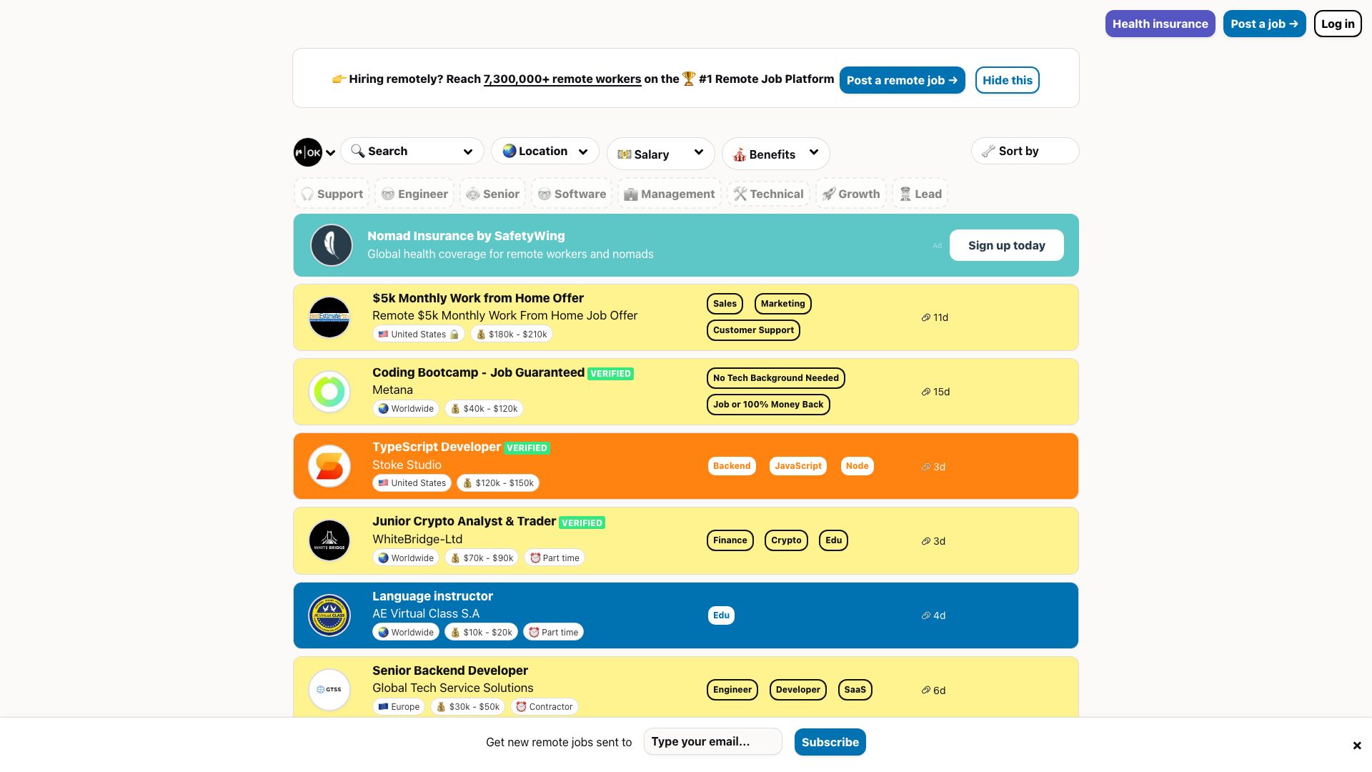 Screenshot of Remote OK: Your Gateway to Remote Work Opportunities