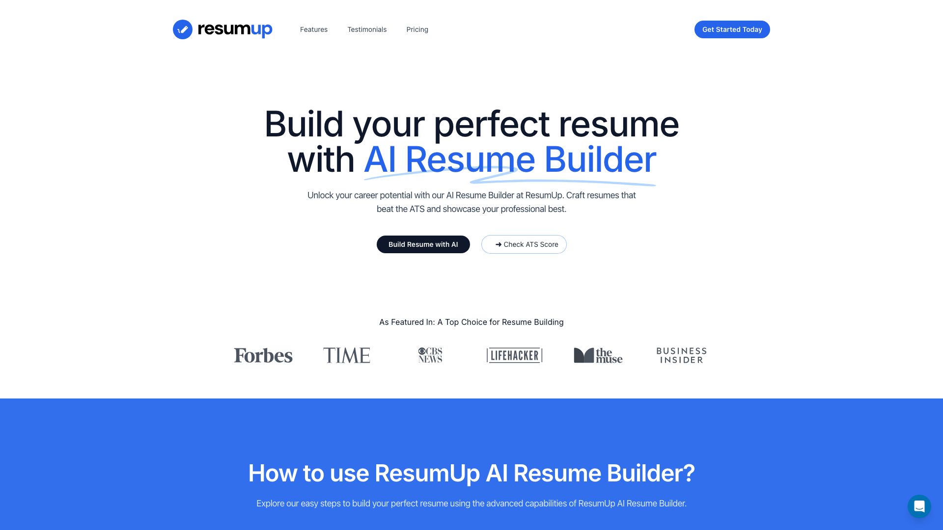 Screenshot of Resumup