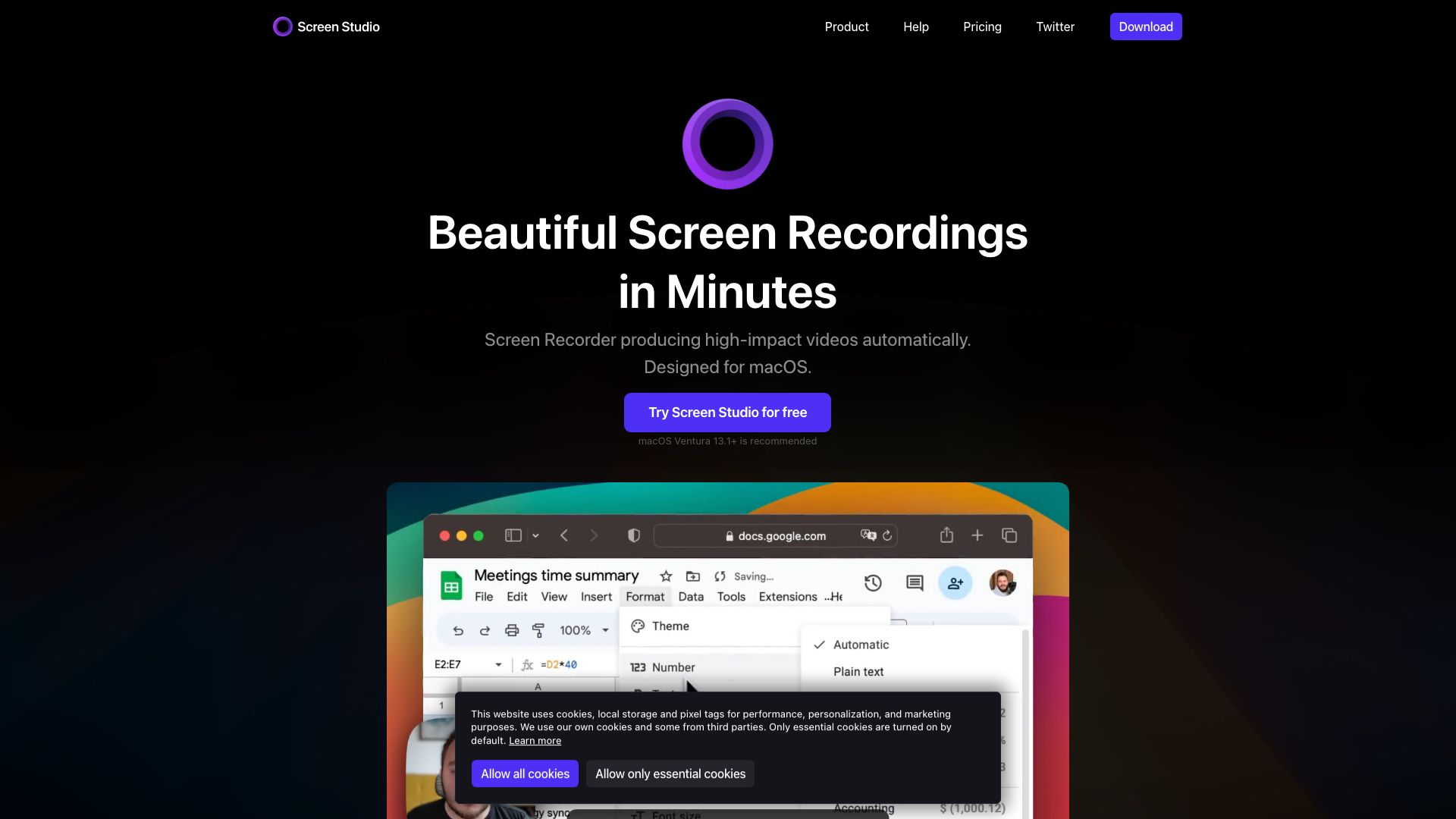 Screenshot of Screen.studio