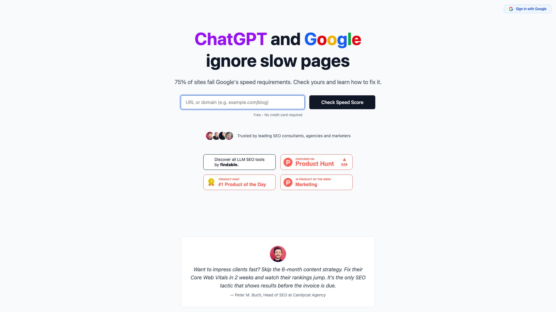 Screenshot of SEO Speed Test