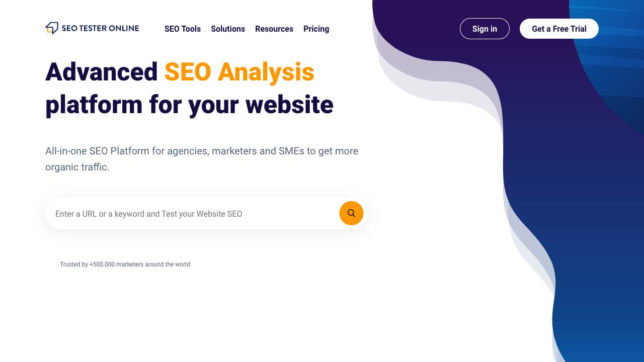 Screenshot of SEO Tester Online: Optimize Your Website for Search Results