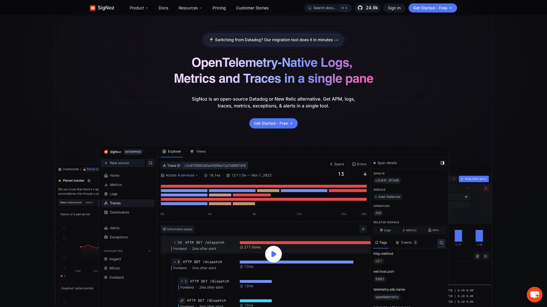 Screenshot of Signoz: Observability Platform
