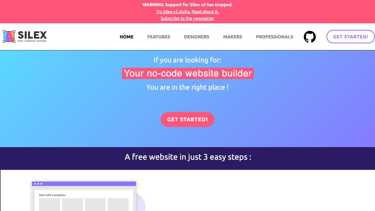 Screenshot of Silex - The Modern Static Site Generator