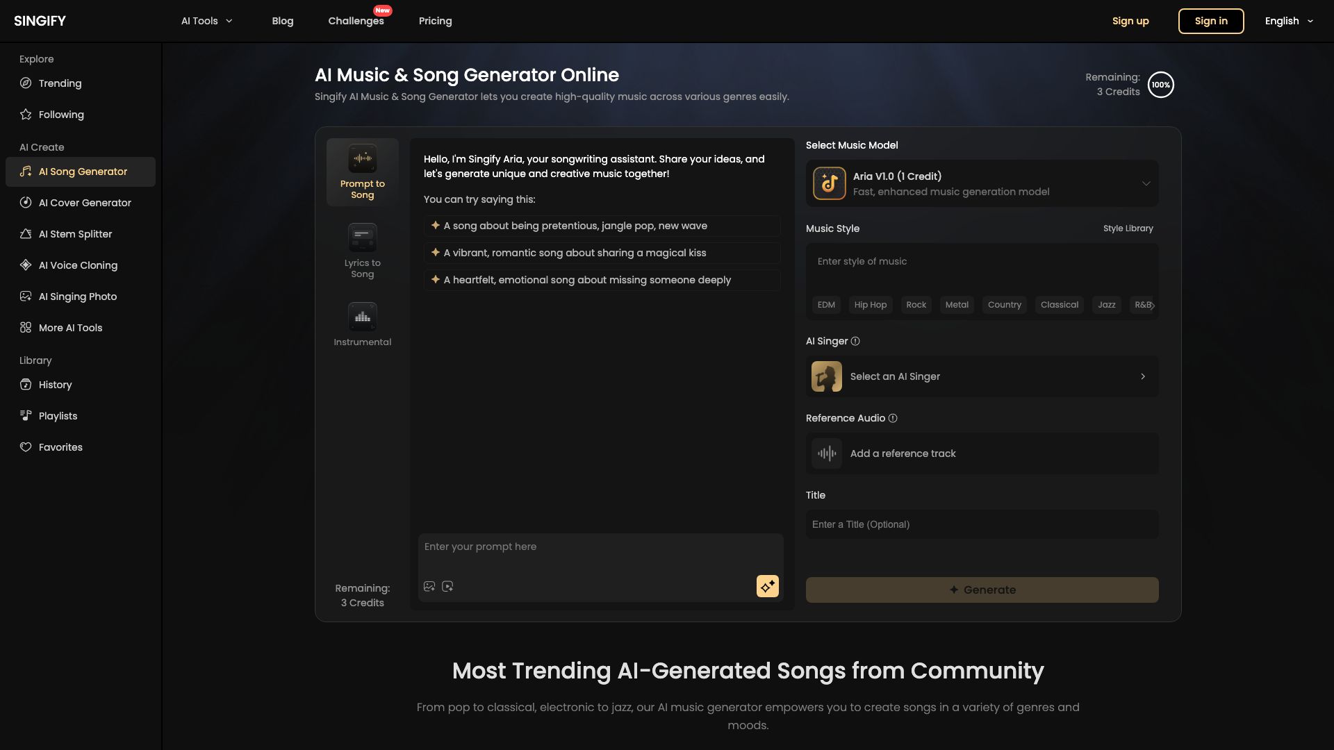 Screenshot of Singify - AI Singing Voice Changer