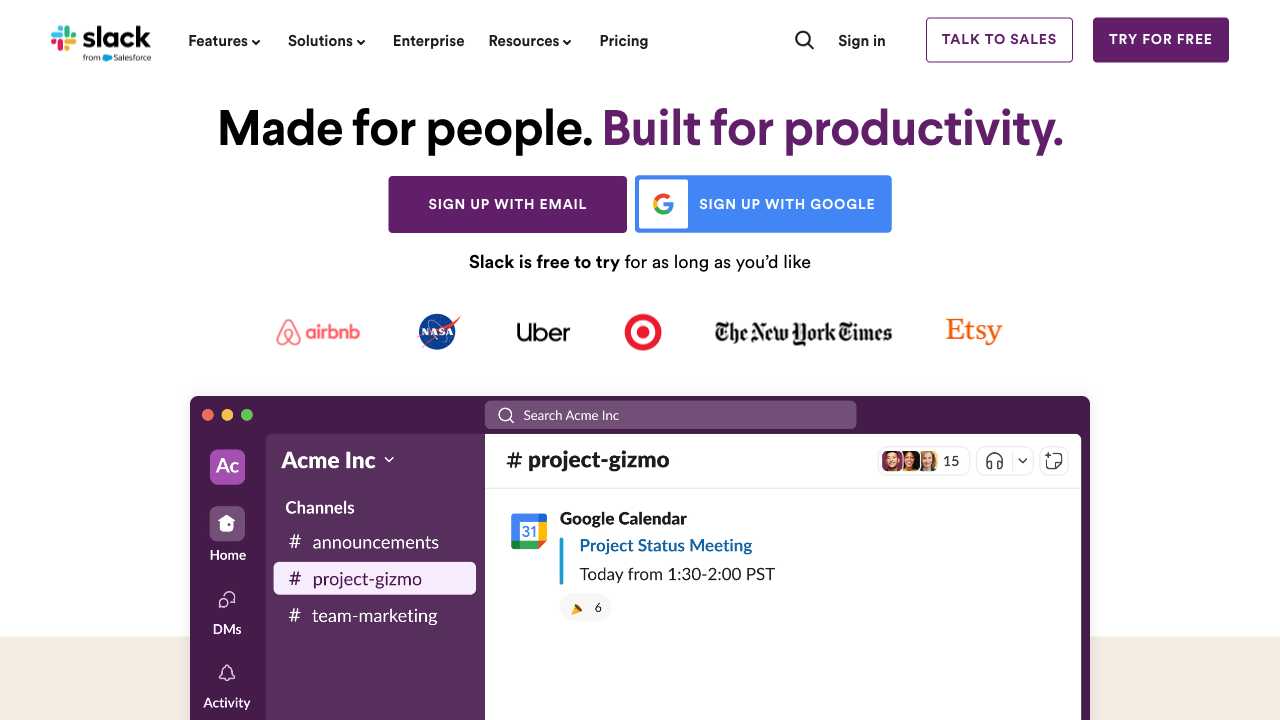 Screenshot of Slack: The Team Communication Tool