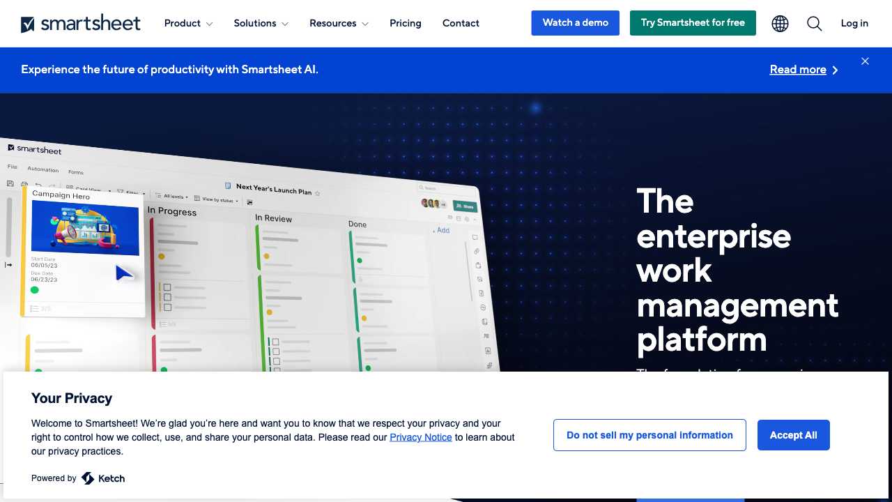 Screenshot of Smartsheet: Collaborative Work Management Platform