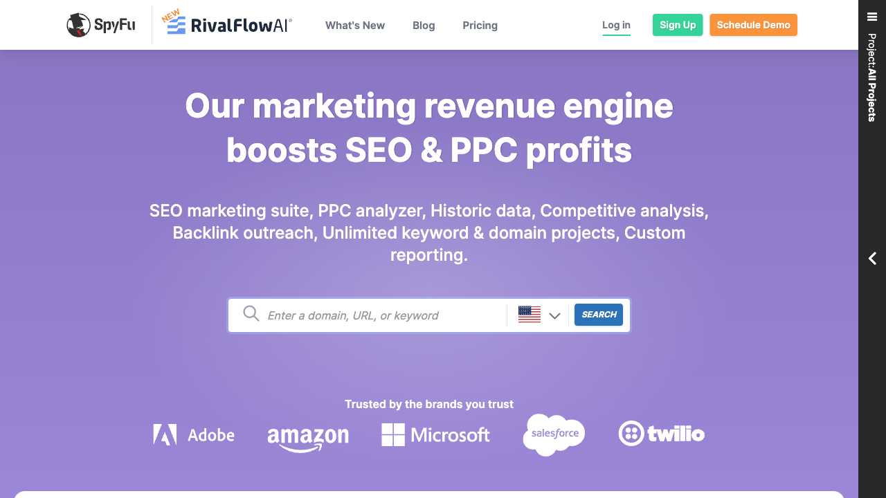 Screenshot of SpyFu: Competitive Intelligence for Smarter Marketing Decisions