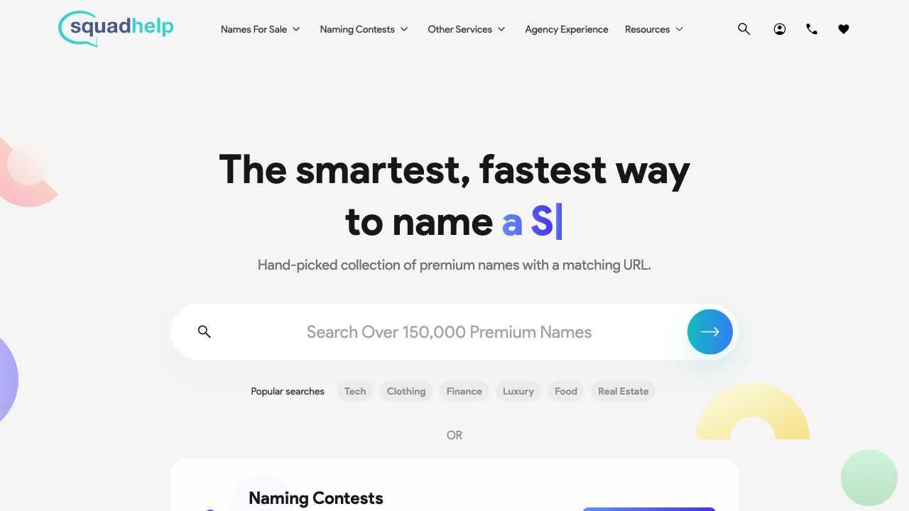 Screenshot of Squadhelp: The World's Leading Naming Platform