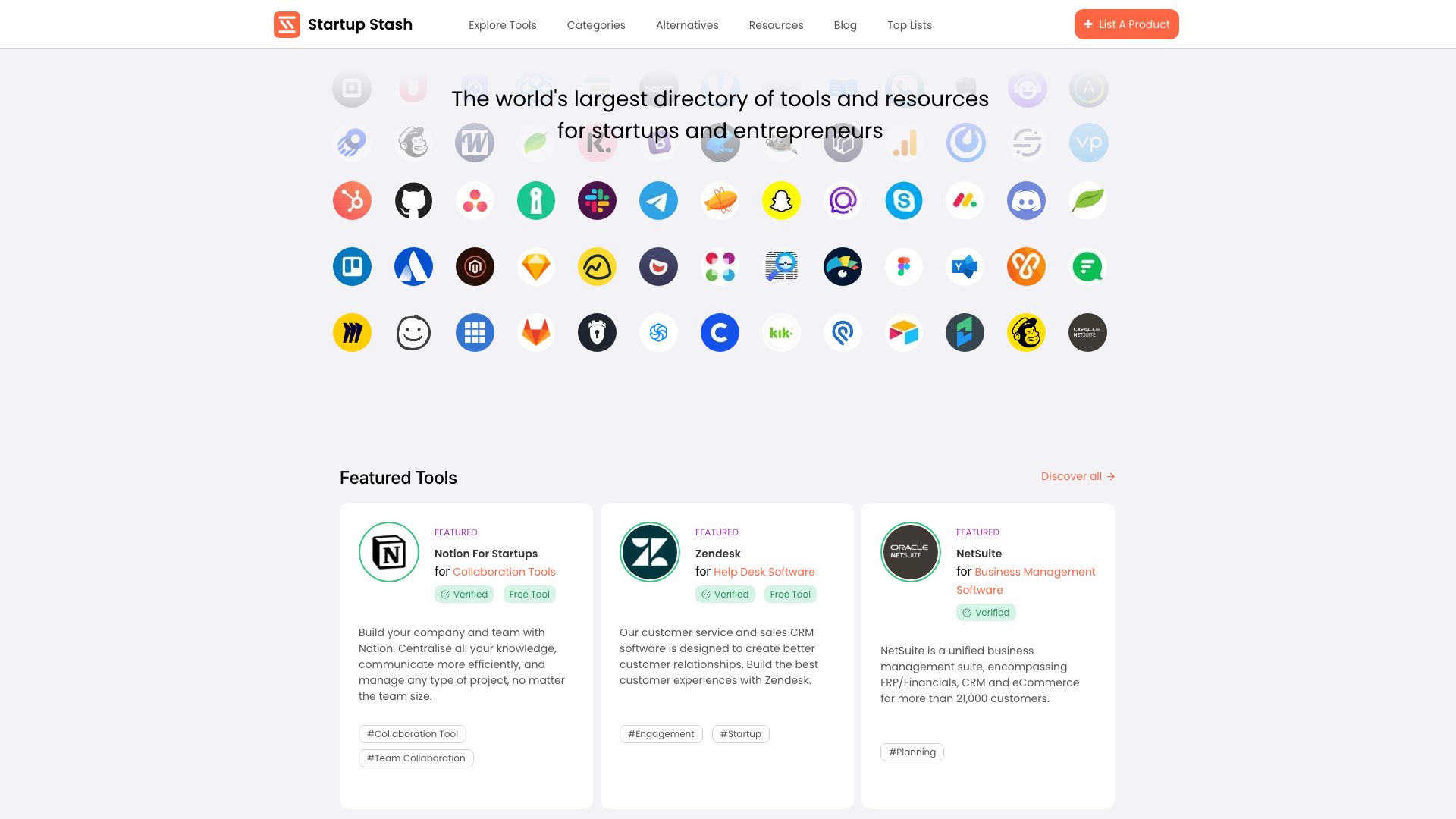 Screenshot of StartupStash: Your Essential Toolkit for Building a Startup