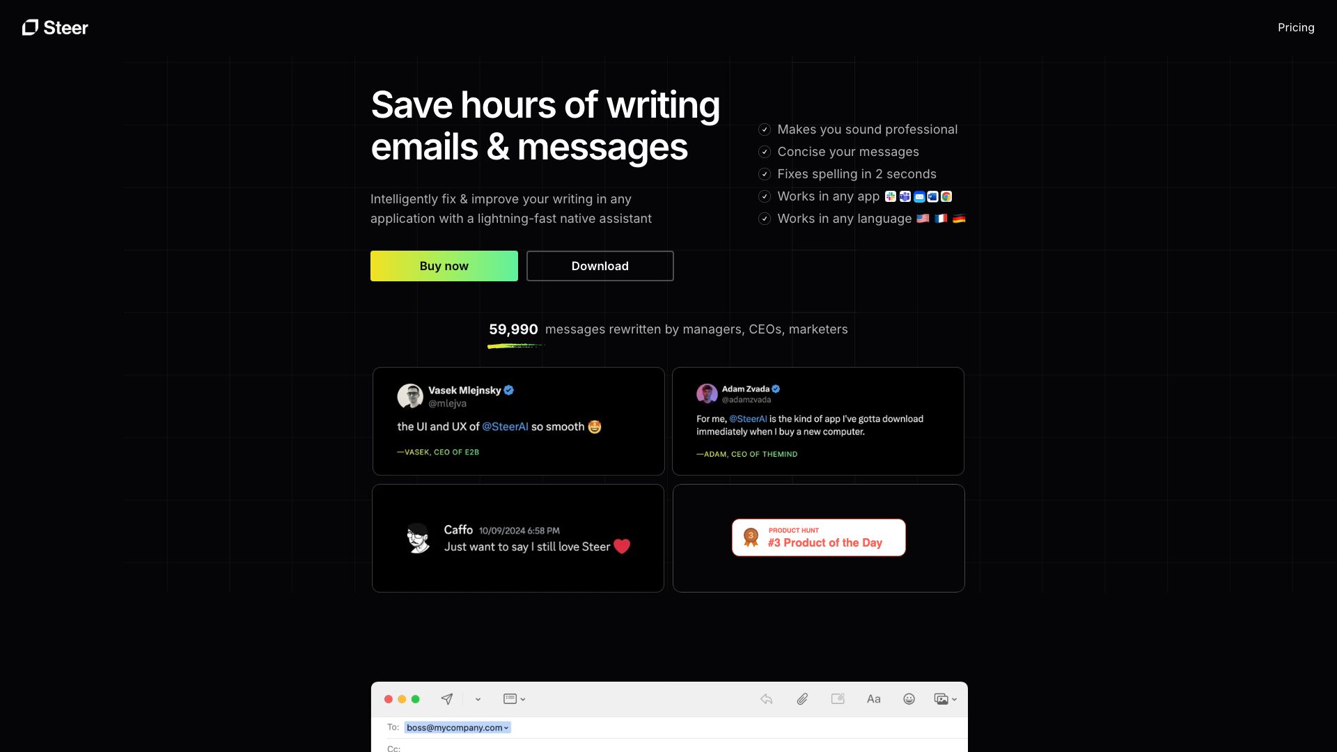 Screenshot of Steer: AI-Powered Content Strategy for Brands