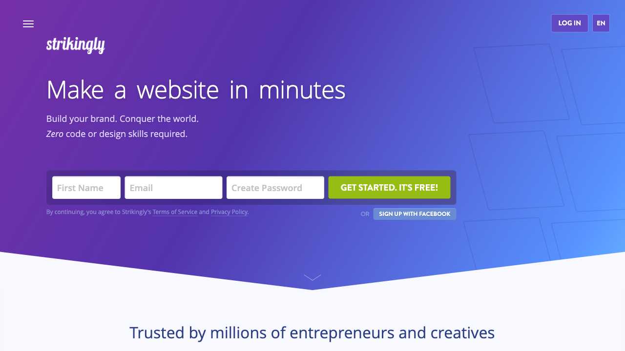 Screenshot of Strikingly