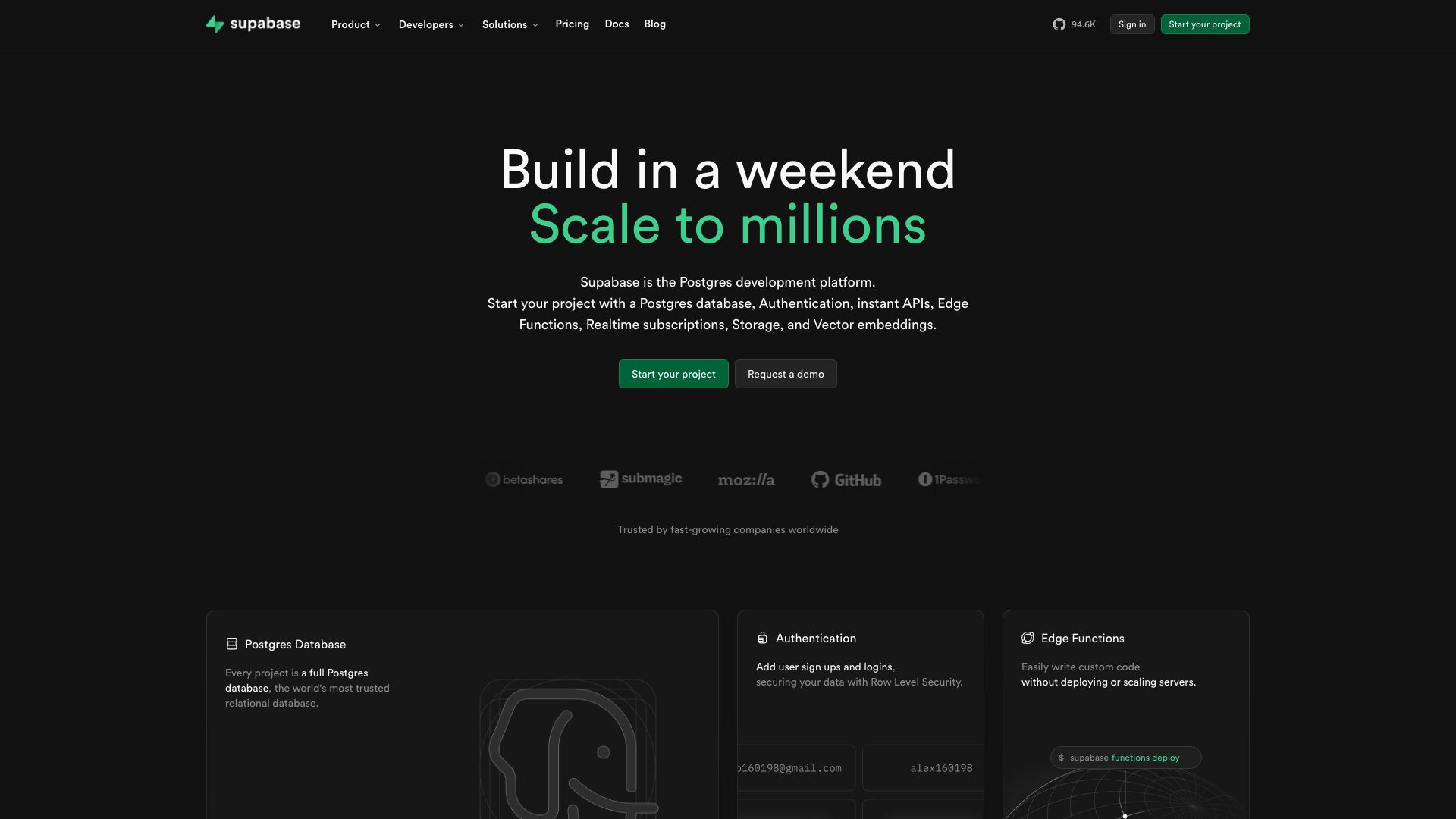 Screenshot of Supabase: The Open Source Firebase Alternative