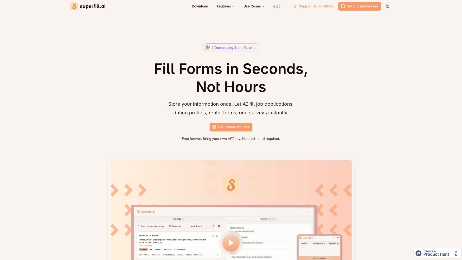 Screenshot of SuperFill.ai: Effortless Form Filling