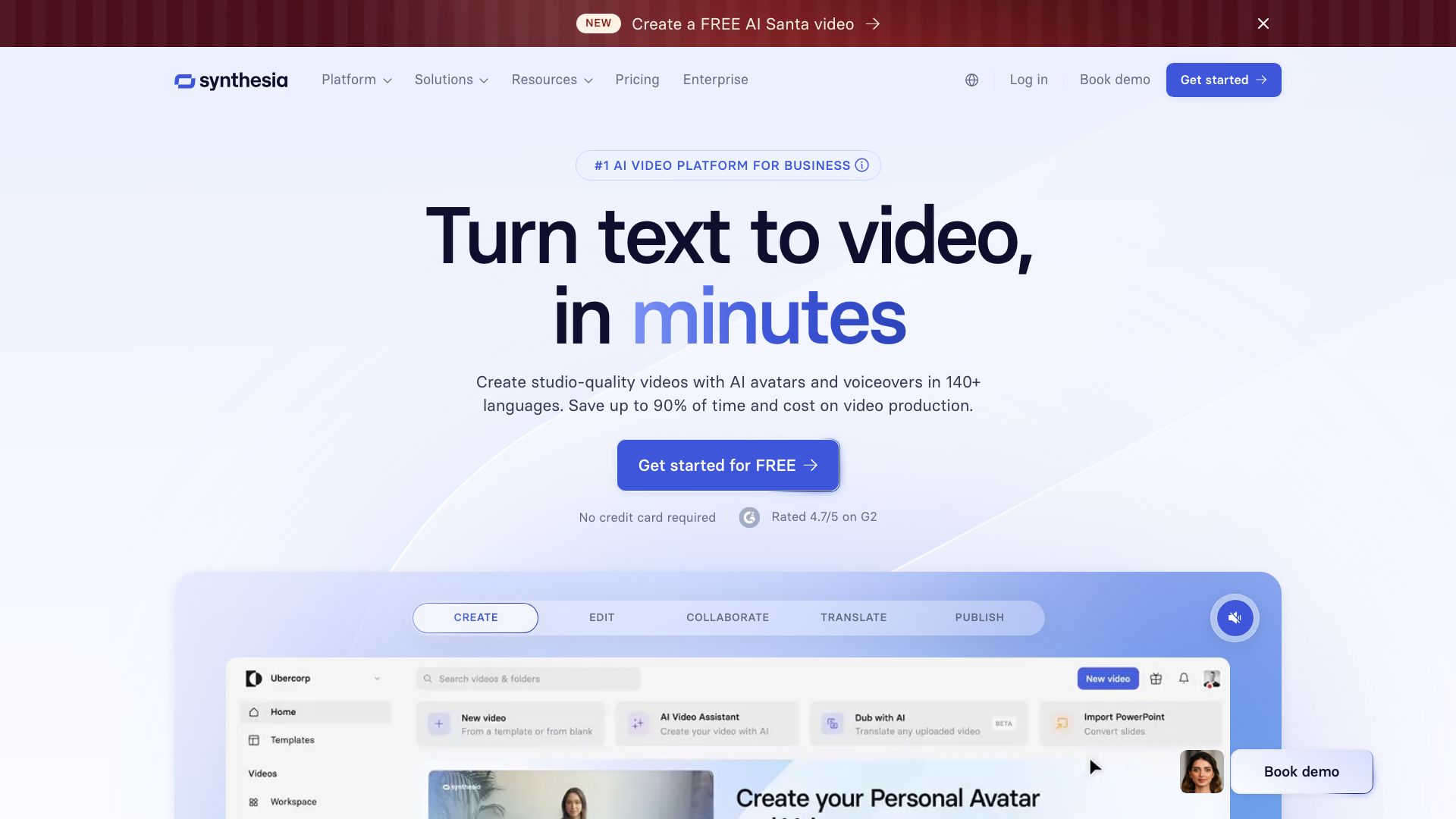 Screenshot of Synthesia: AI-Powered Video Generation