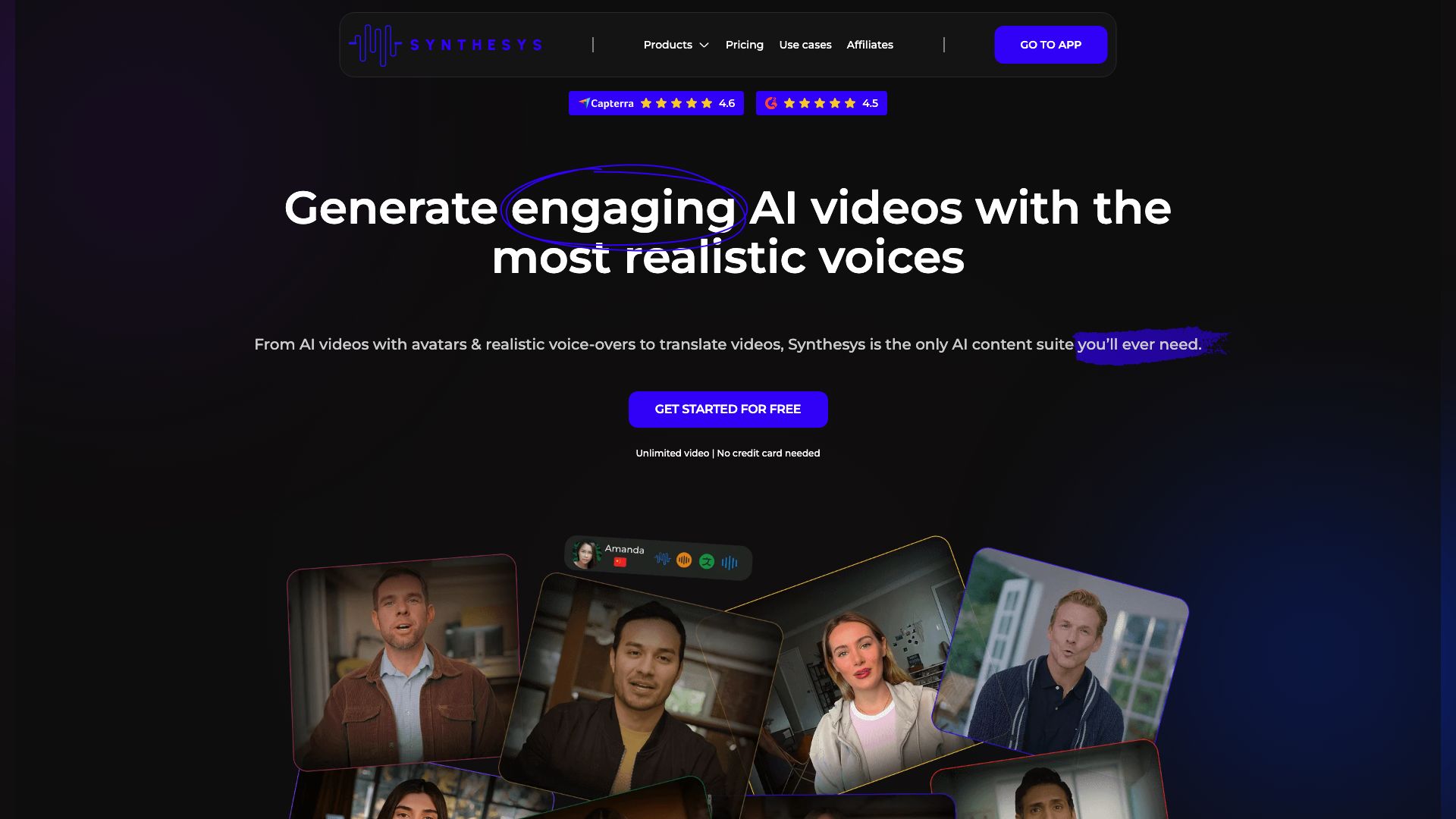 Screenshot of Synthesys.io: AI-Powered Content Creation