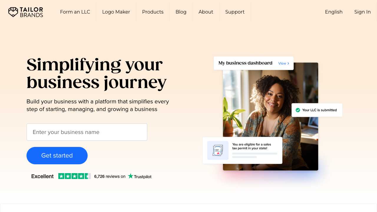 Screenshot of Tailor Brands: Unleash Your Brand's Potential