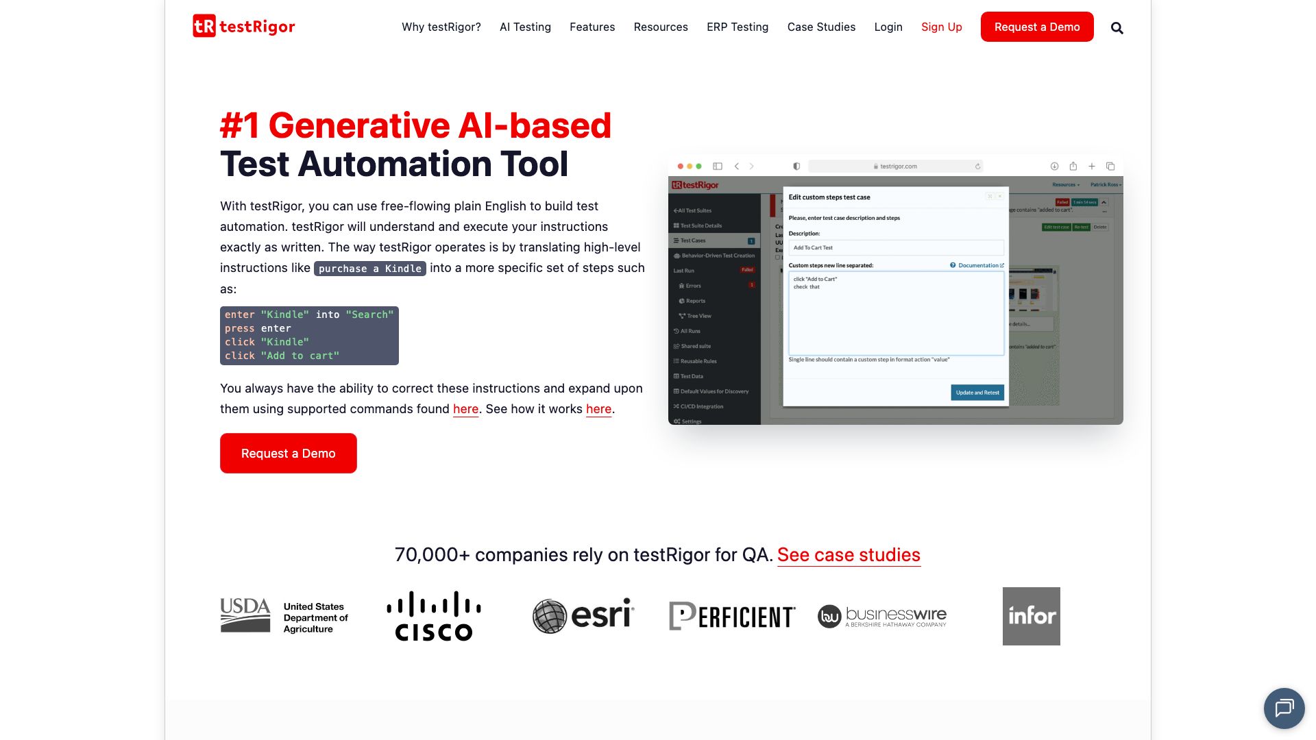 Screenshot of TestRigor: AI-Powered No-Code Test Automation