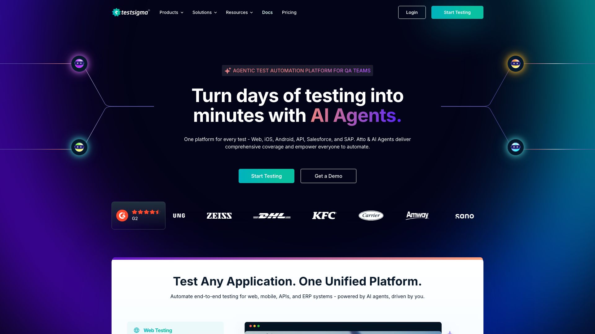 Screenshot of Testsigma: AI-Powered Test Automation Platform