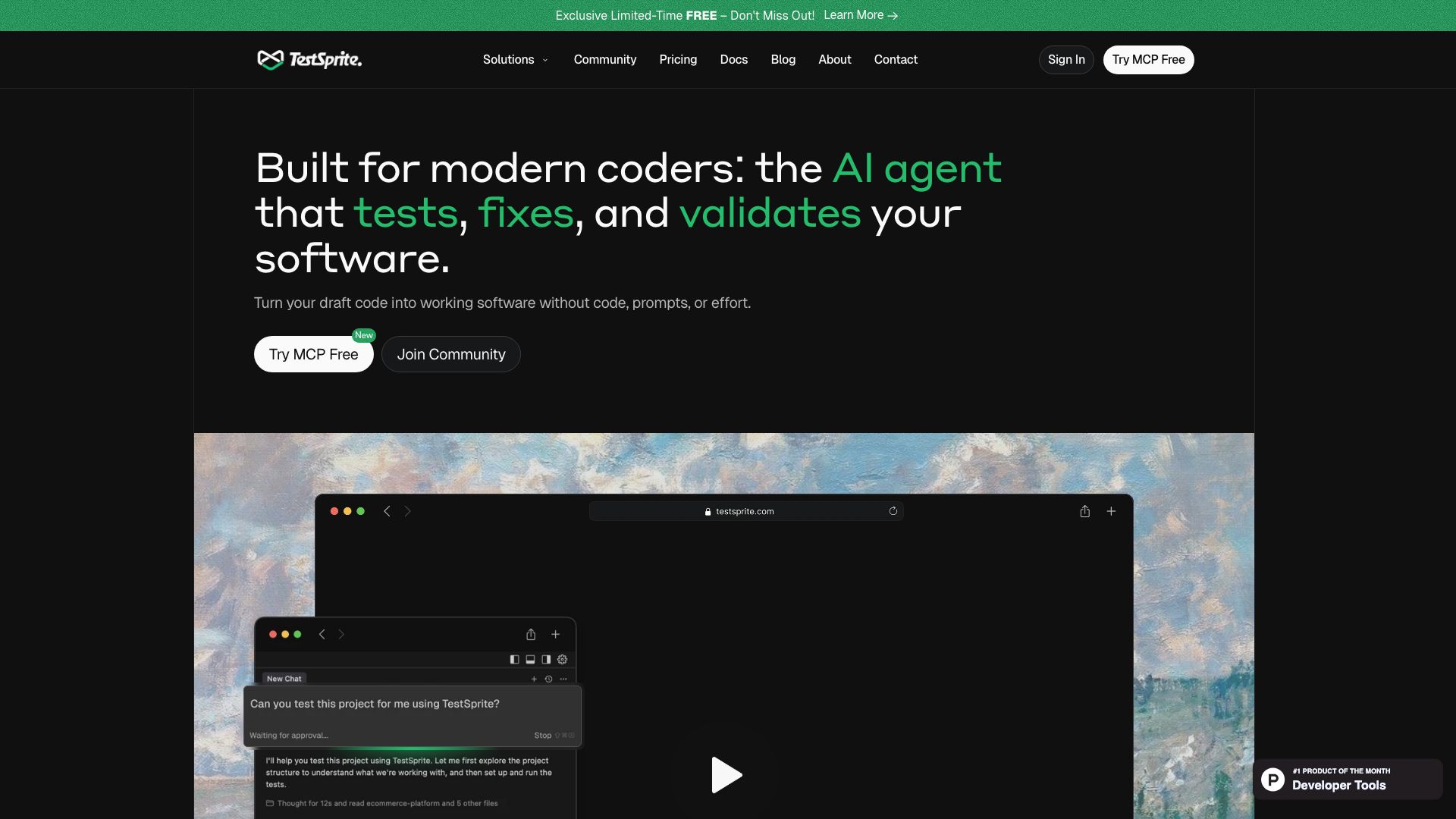 Screenshot of TestSprite