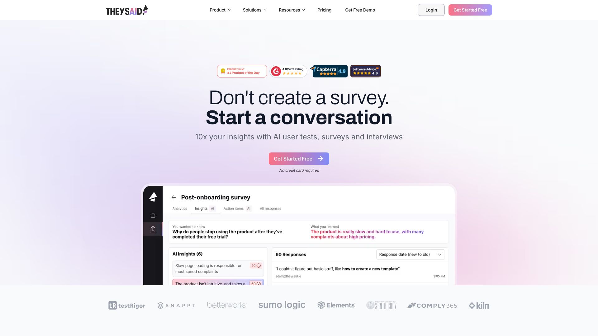 Screenshot of Theysaid.io - Unlock the Power of AI-Generated Insights
