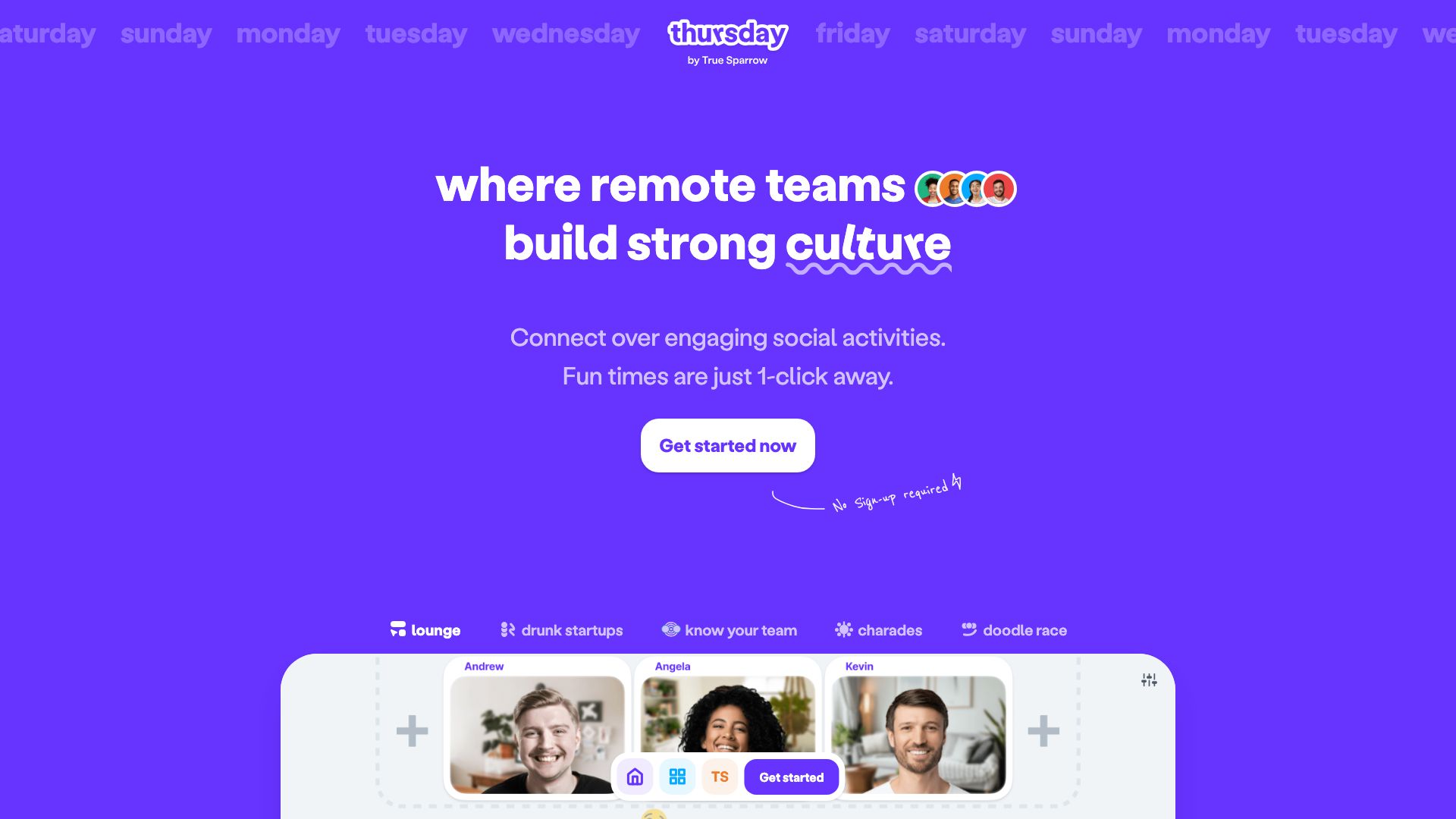 Screenshot of Thursday: Connect and Unwind
