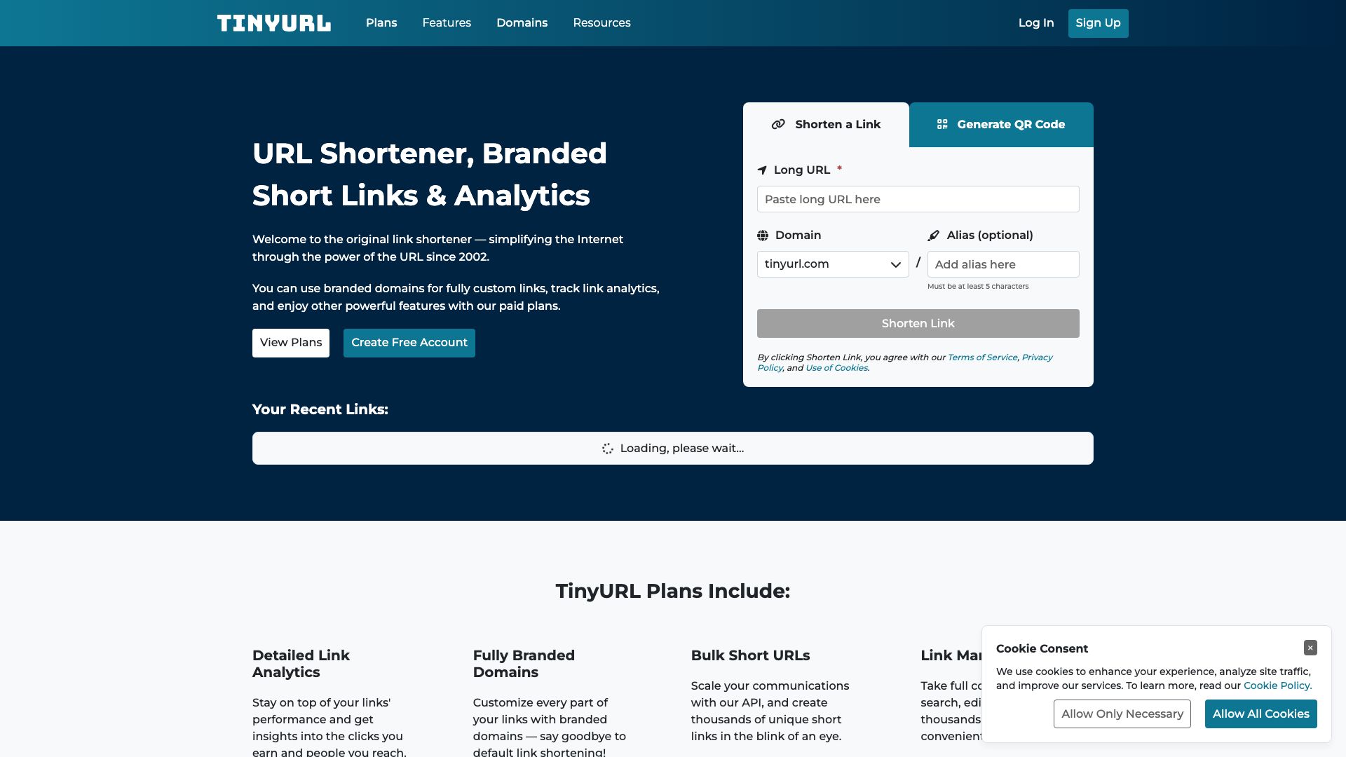 Screenshot of TinyURL: Shorten Your Links