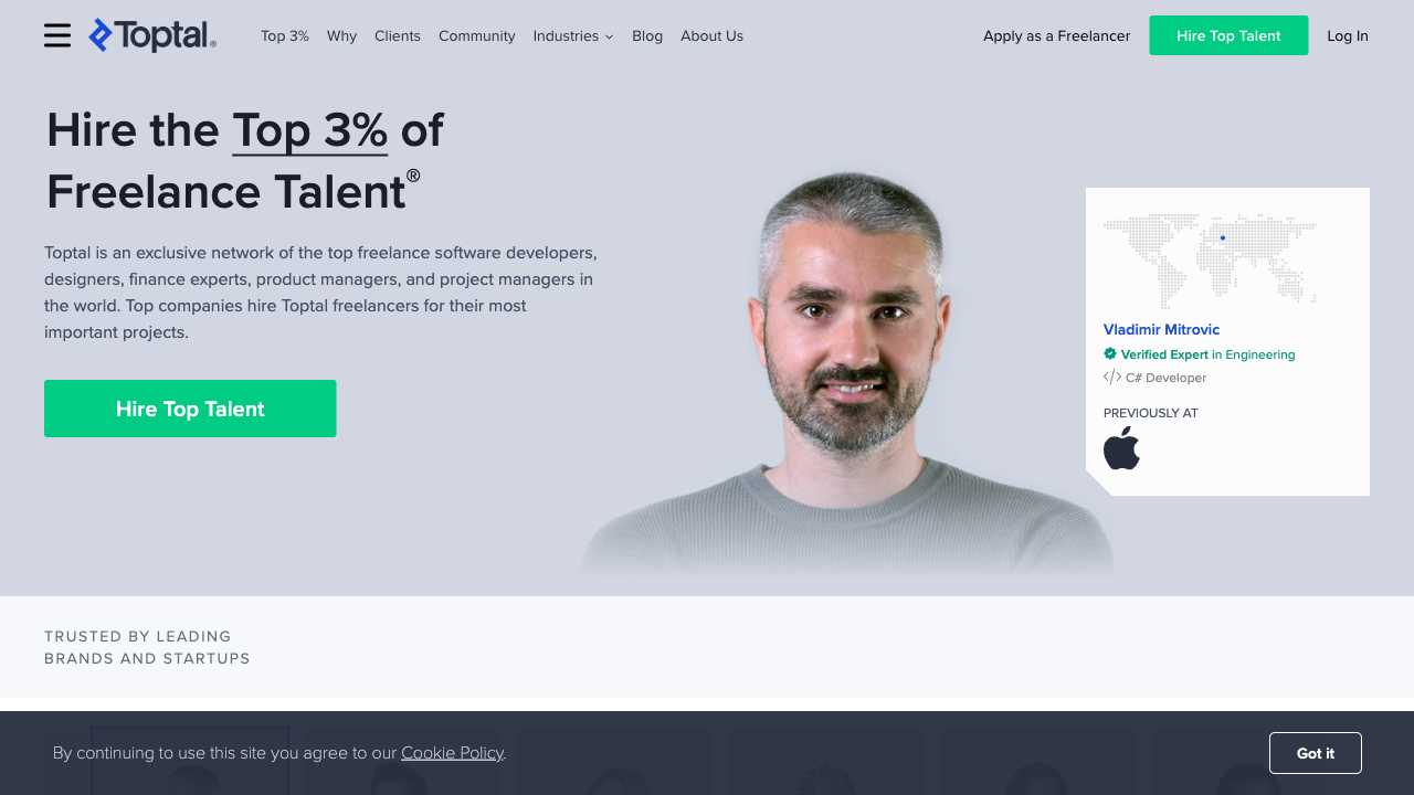 Screenshot of Toptal