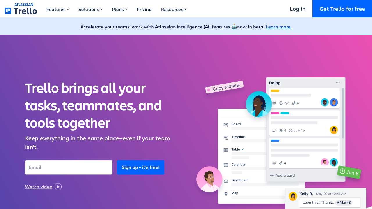 Screenshot of Trello