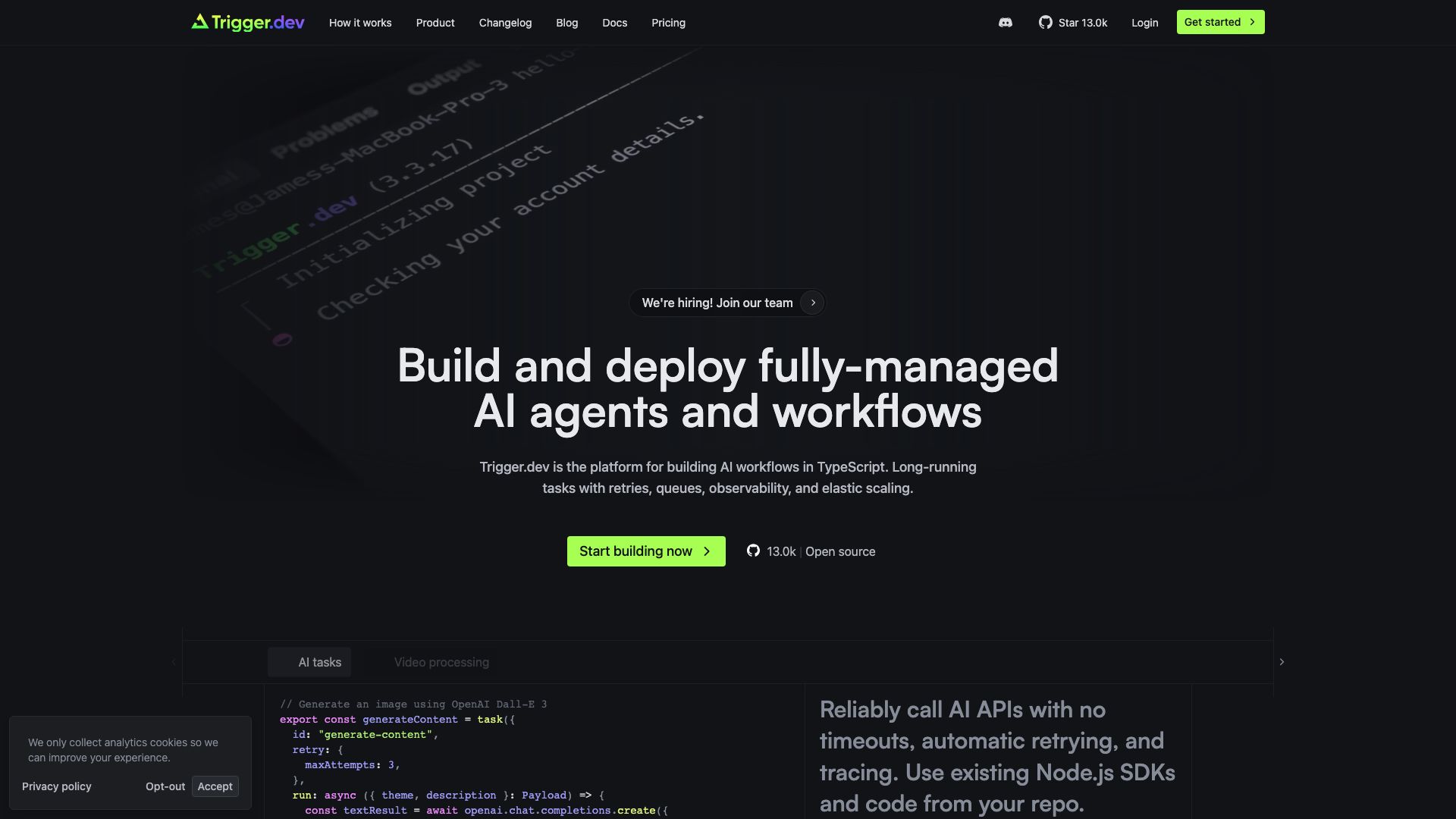 Screenshot of Trigger.dev: Workflow Automation for Developers
