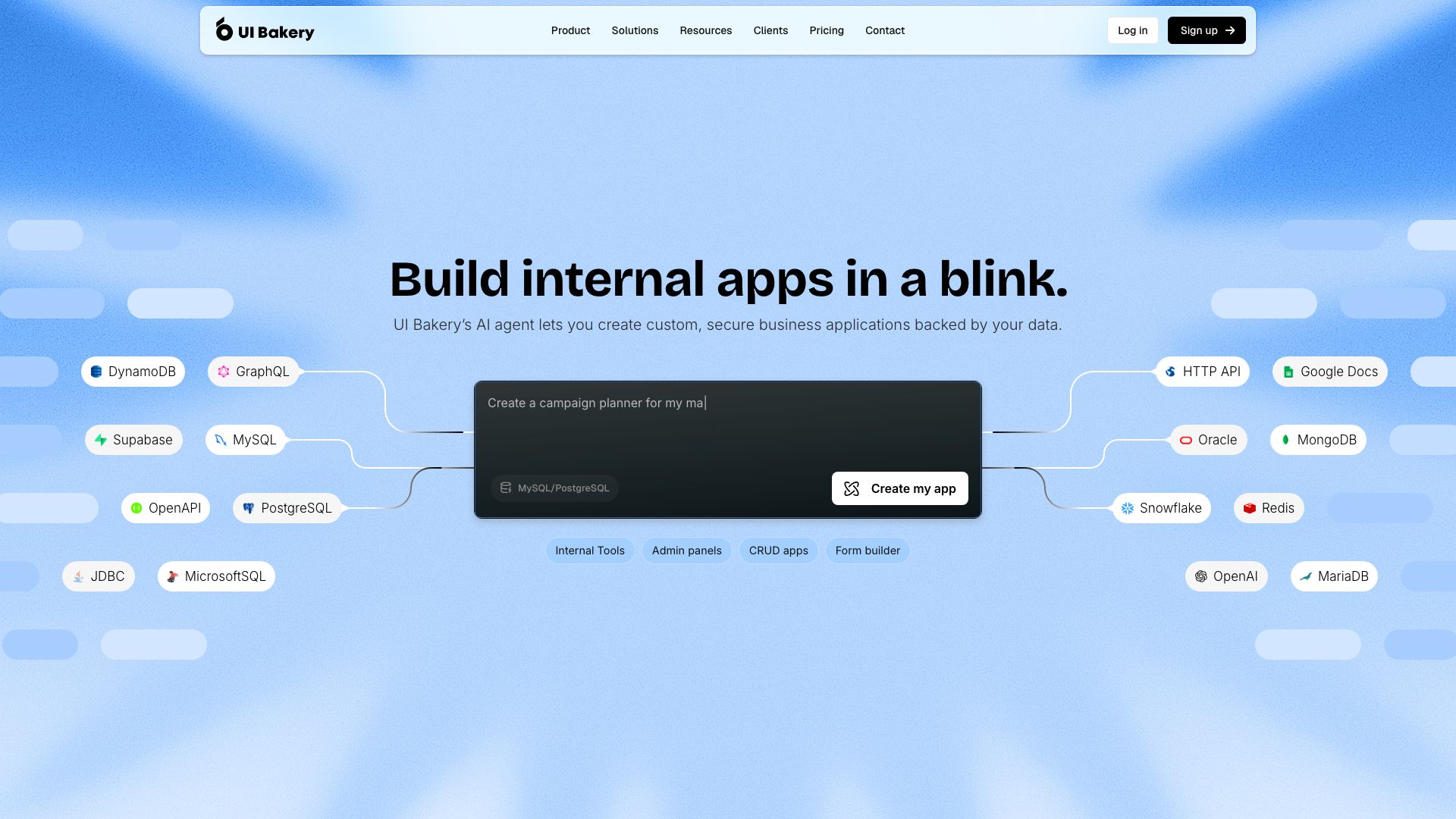 Screenshot of UI Bakery: Your No-Code Internal Tool Builder