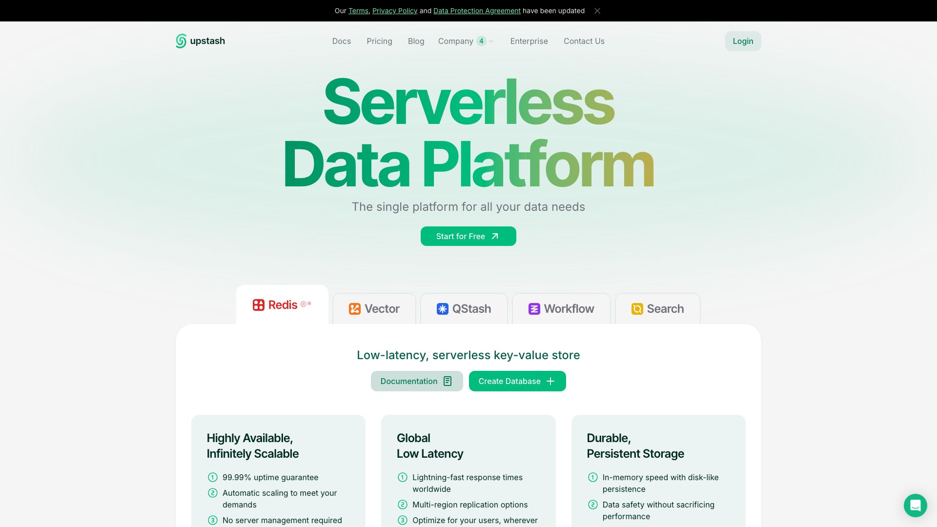 Screenshot of Upstash: Serverless Data for Developers