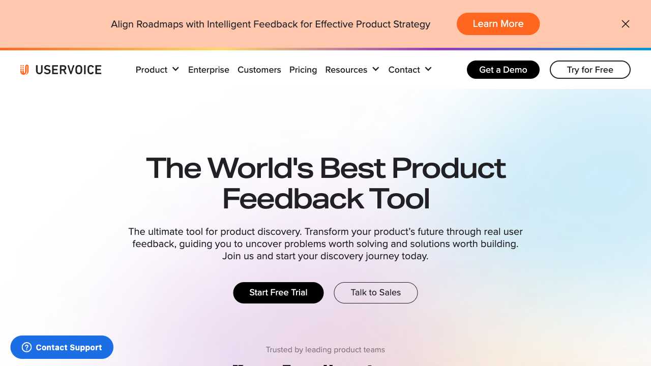 Screenshot of UserVoice
