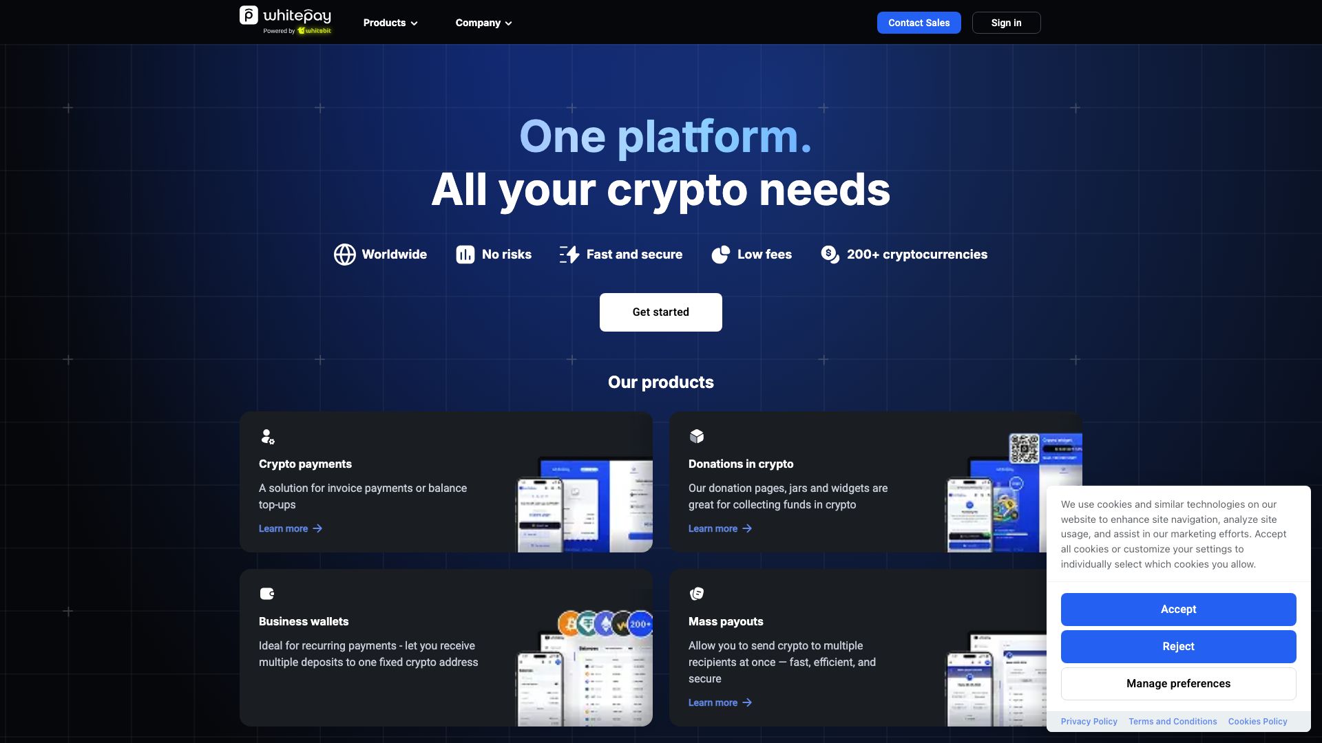 Screenshot of Whitepay: Crypto Payment Gateway for Businesses