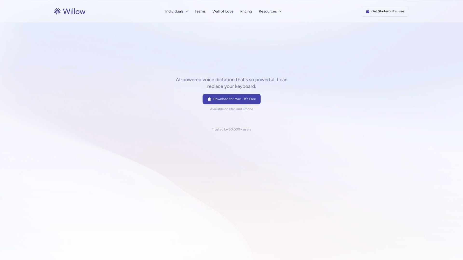 Screenshot of Willow Voice: Your AI-Powered Communication Assistant