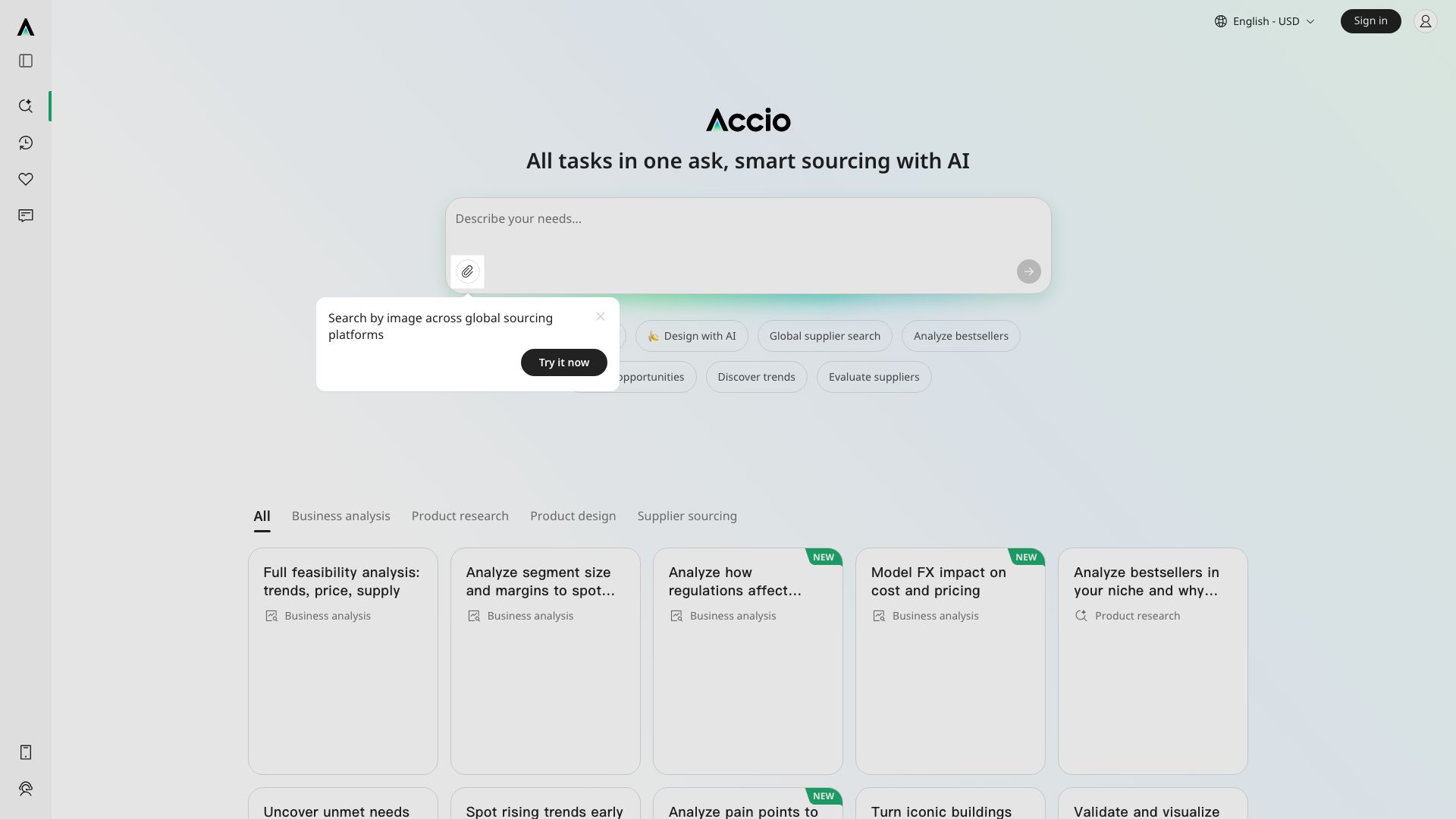 Screenshot of Accio: Your AI-Powered Knowledge Navigator