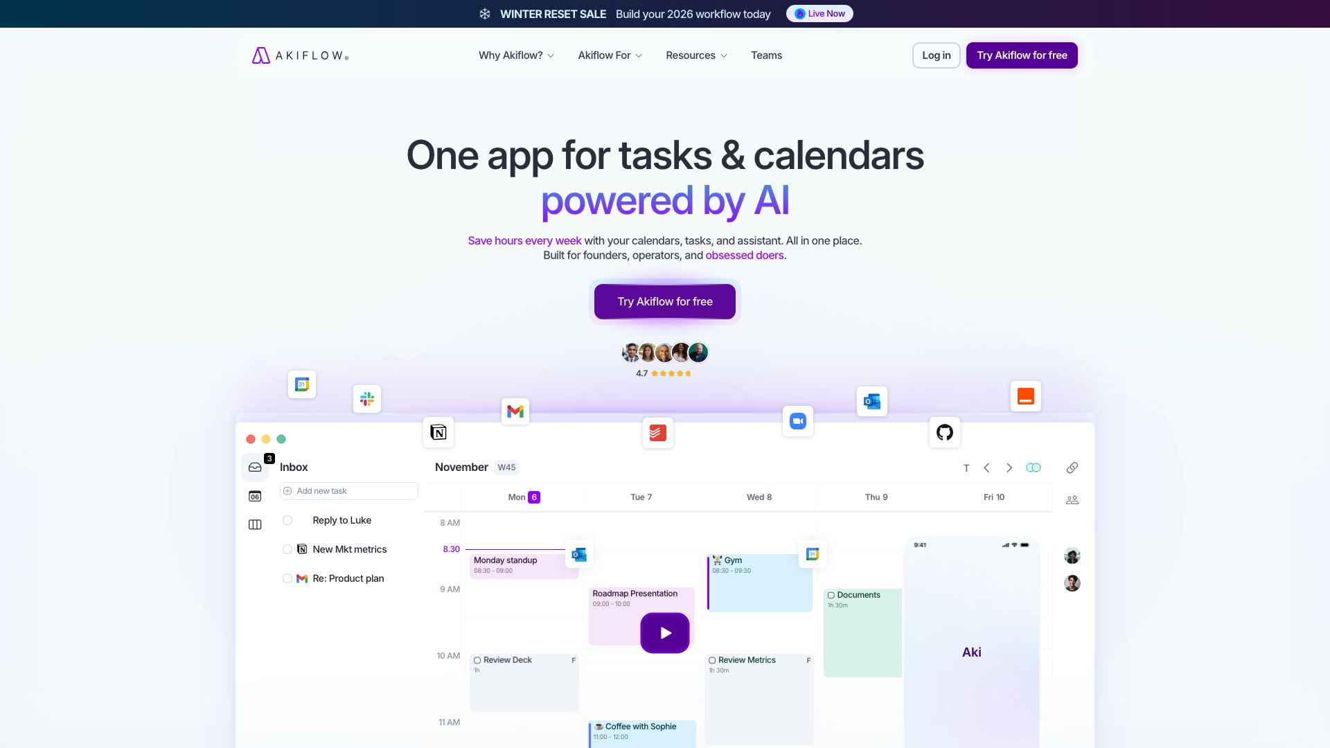 Screenshot of Akiflow: Your Unified Productivity Hub