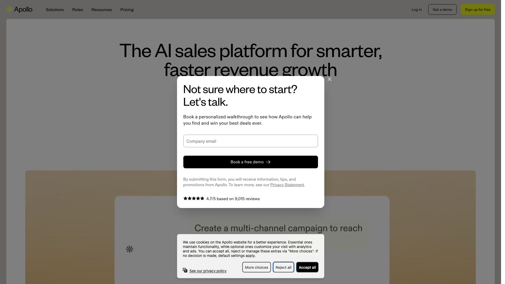 Screenshot of Apollo.io: Your B2B Sales Intelligence and Engagement Platform