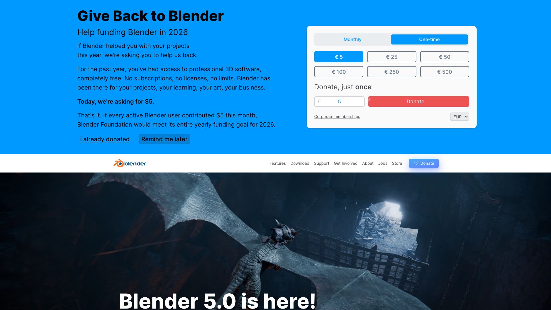 Screenshot of Blender: The Open Source 3D Creation Suite