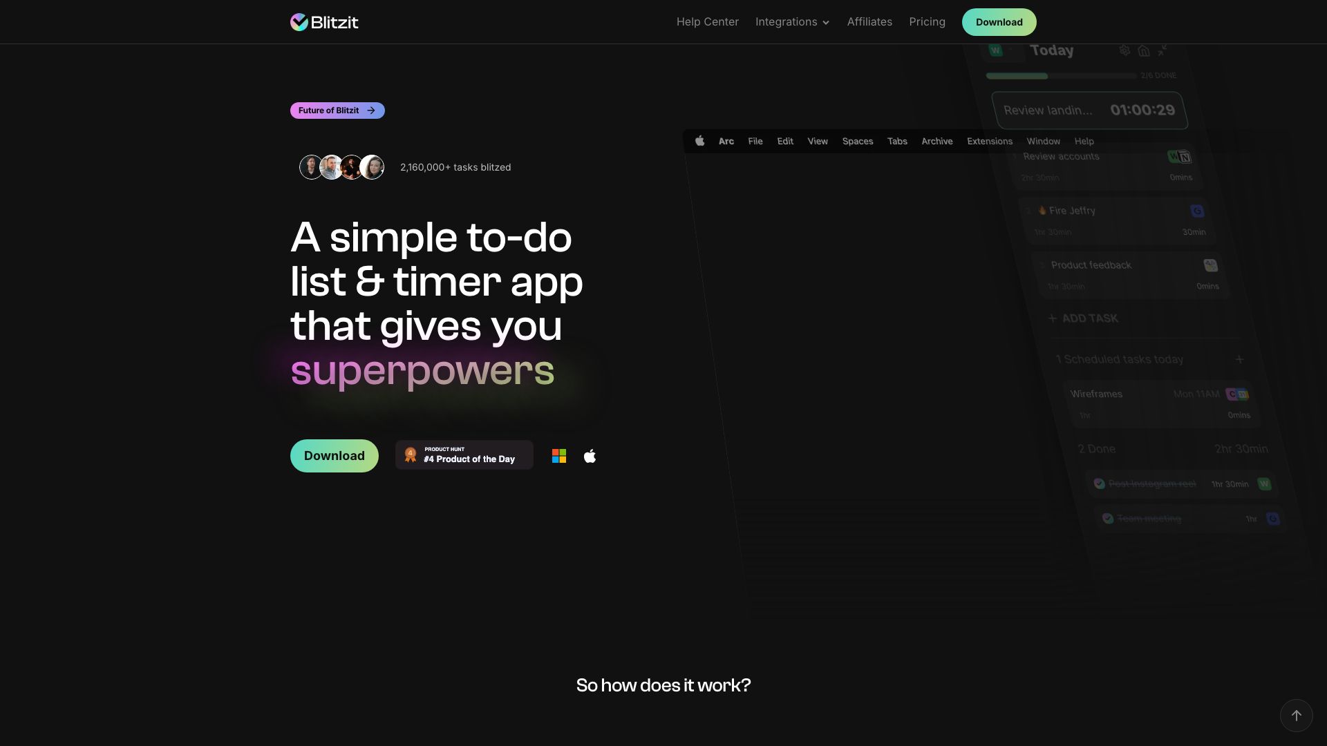 Screenshot of BlitzIt: Your Instant Task & Project Manager