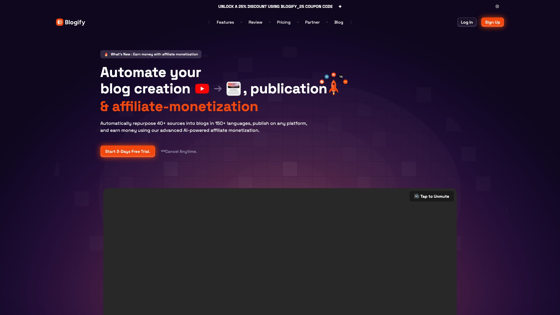 Screenshot of Blogify.ai: AI-Powered Content Creation