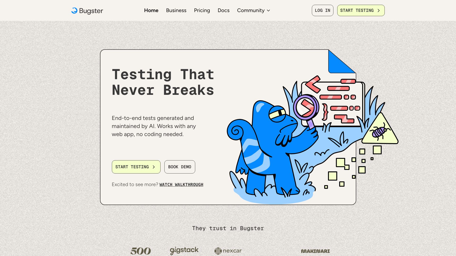 Screenshot of Bugster.dev