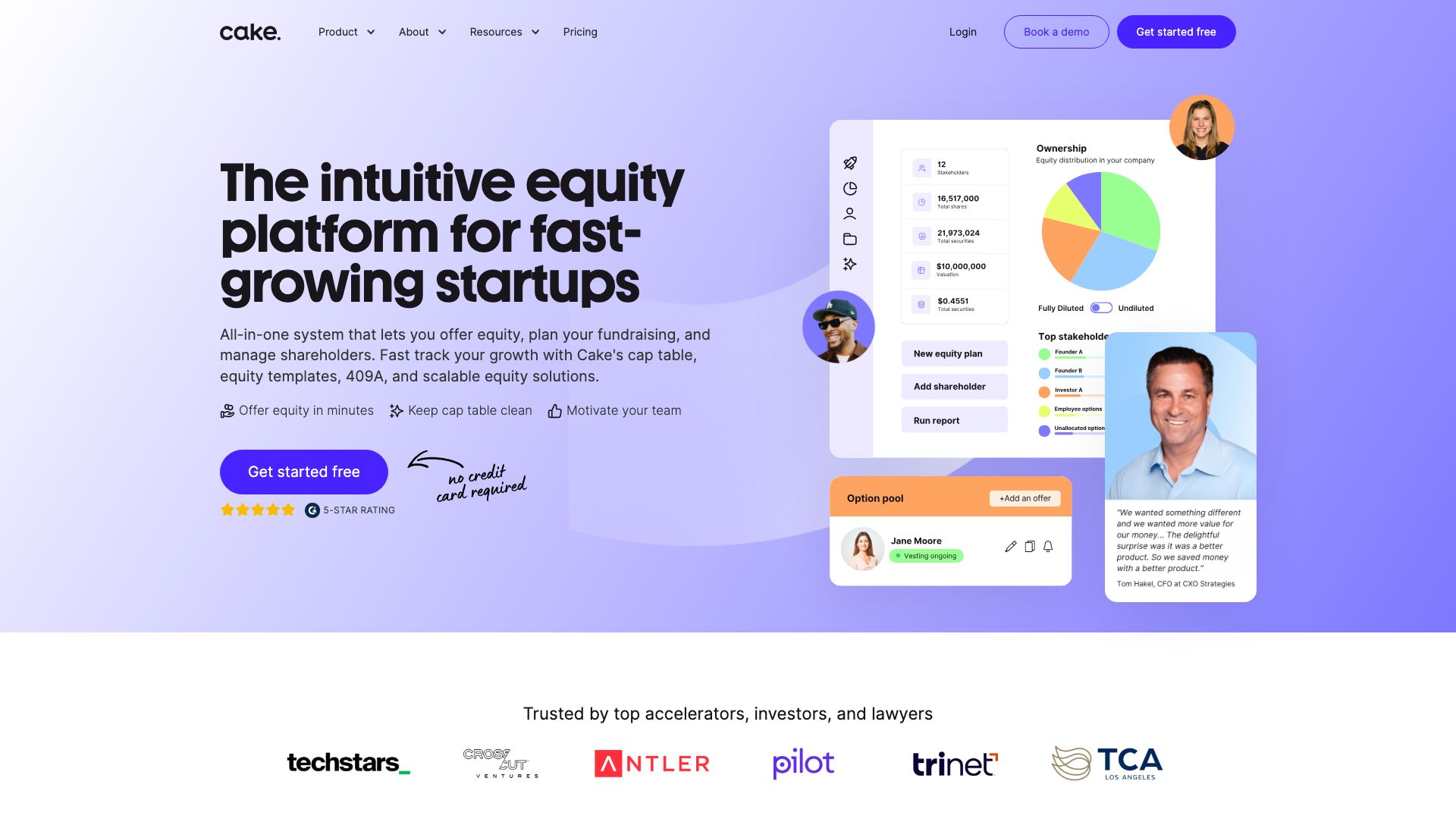 Screenshot of Cake Equity