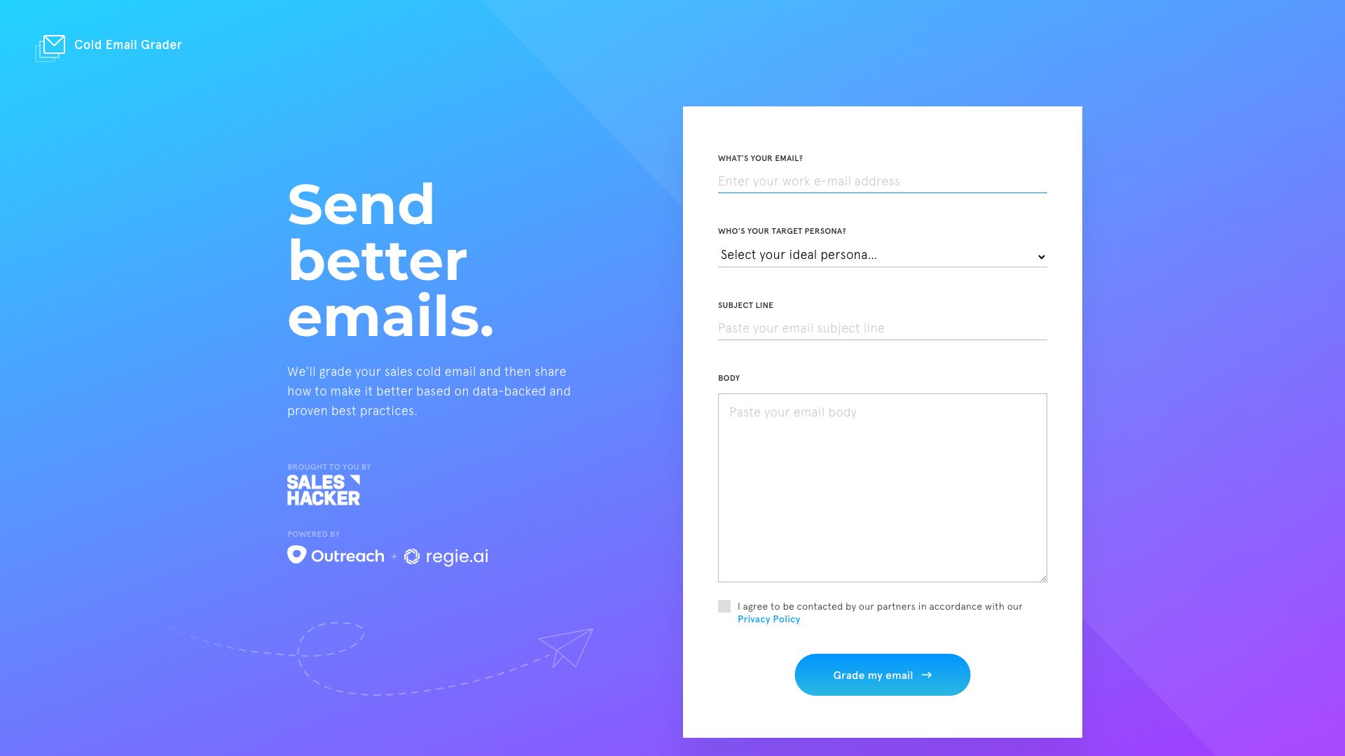 Screenshot of Cold Email Grader