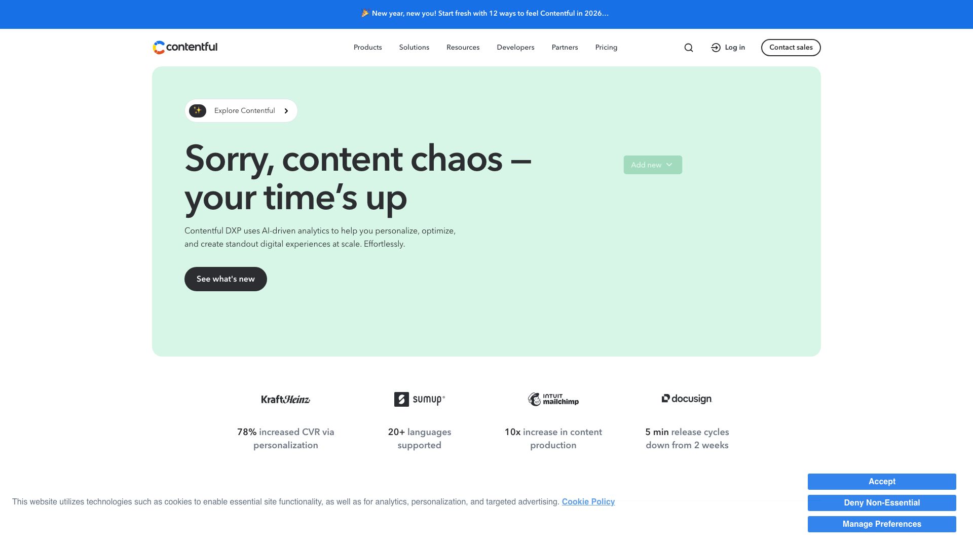 Screenshot of Contentful