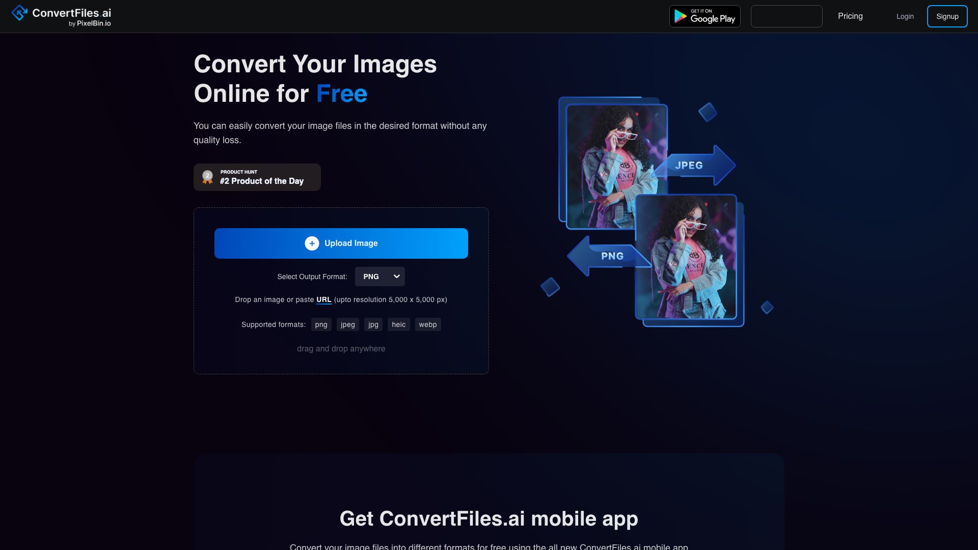 Screenshot of ConvertFiles.ai: Effortless Online File Conversion