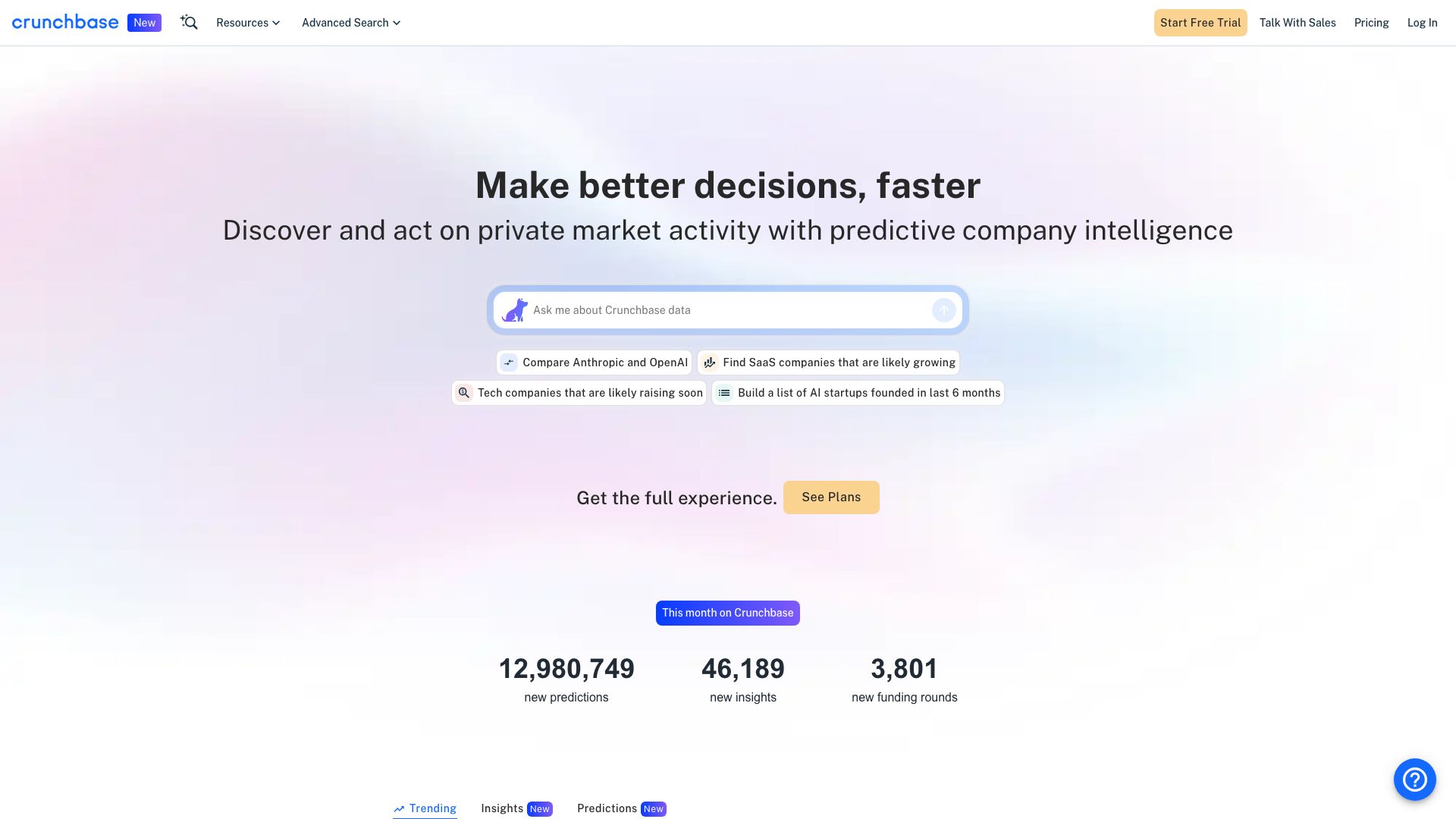 Screenshot of Crunchbase: Your Gateway to the Business Ecosystem